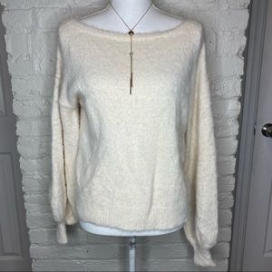 Forever 21 Contemporary Fuzzy Boat Neck Sweater S